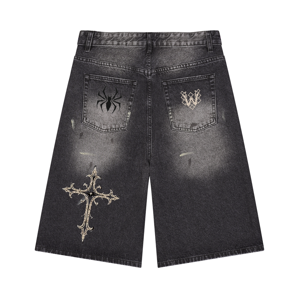 Men’s Vintage Wash Wide Leg Denim Shorts