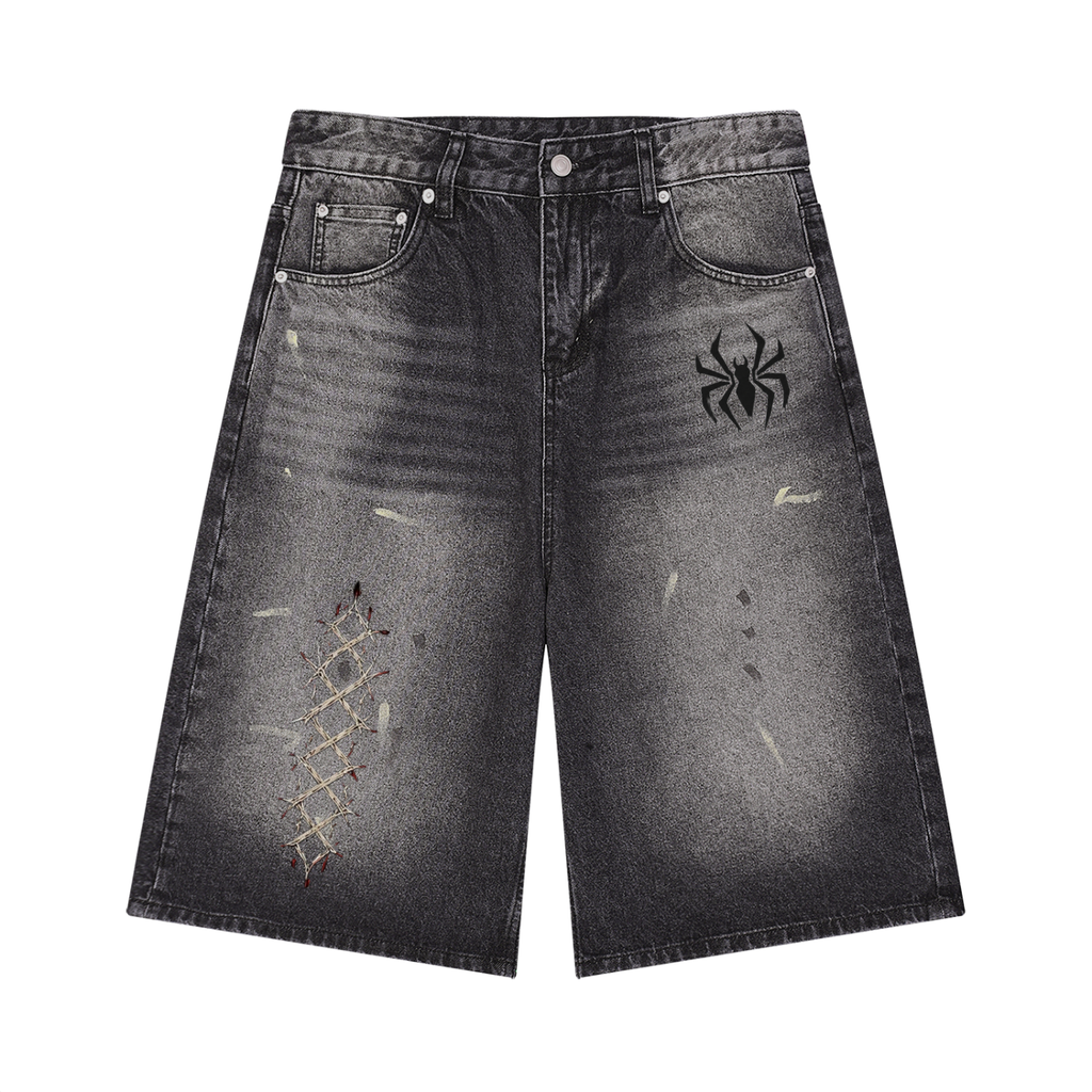 Men’s Vintage Wash Wide Leg Denim Shorts