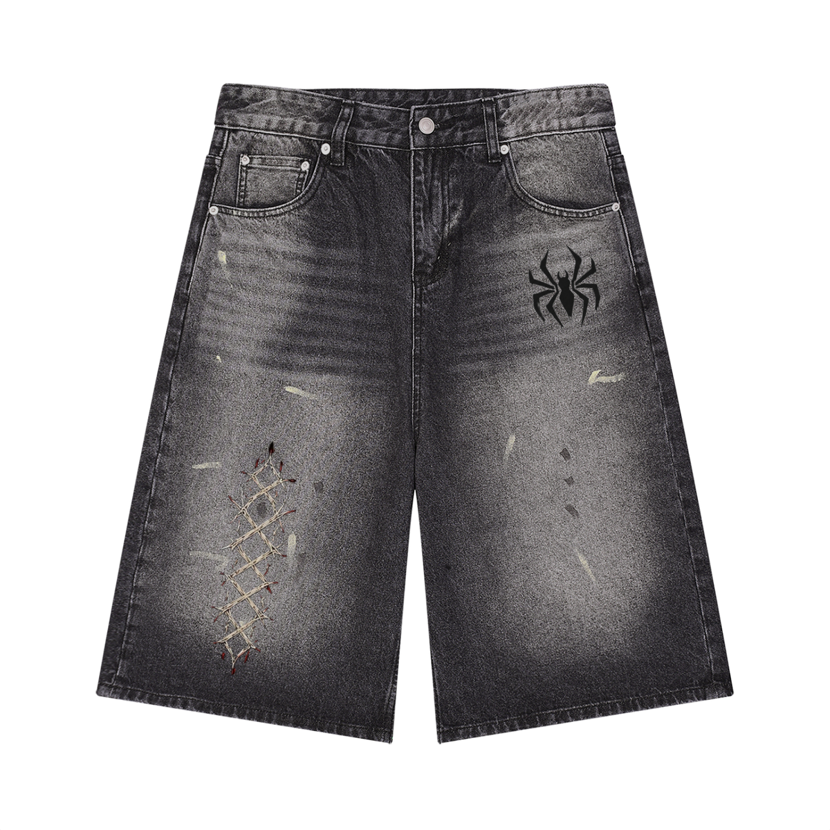 Men’s Vintage Wash Wide Leg Denim Shorts