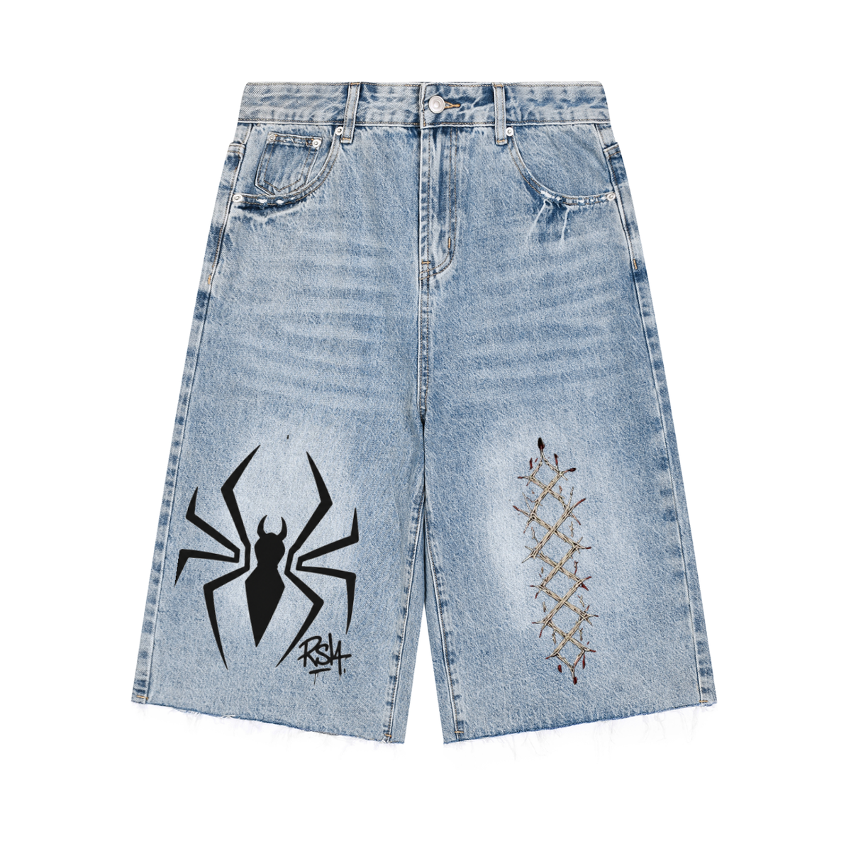 Black Widow baggy Denim Shorts