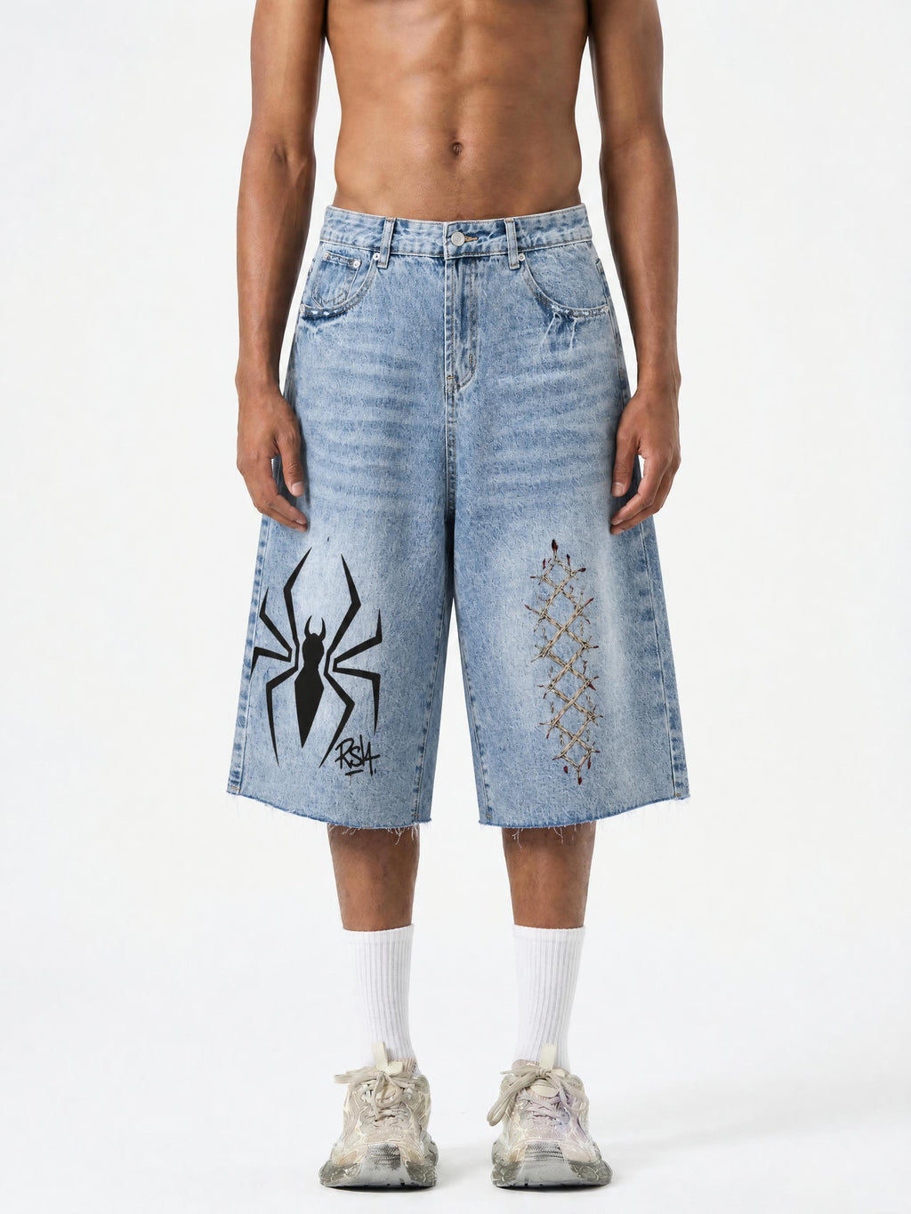 Black Widow baggy Denim Shorts