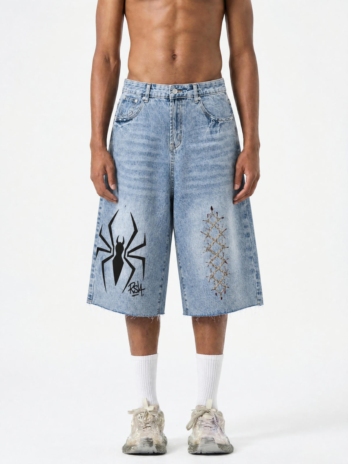 Black Widow baggy Denim Shorts