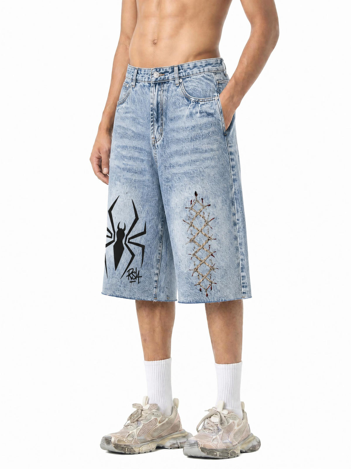 Black Widow baggy Denim Shorts